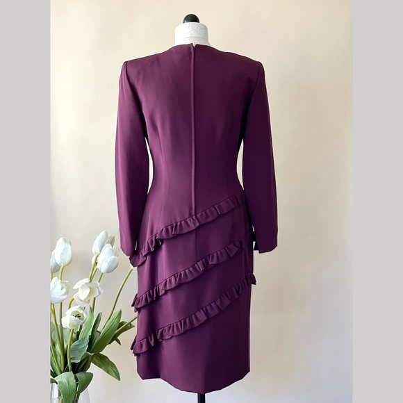 EUC Beautiful Ruffled Travilla Cocktail Dress - Picture 2 of 12